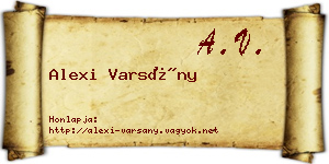 Alexi Varsány névjegykártya